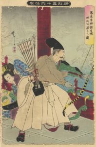 藤原秀郷龍宮城蜈蚣射る乃図／芳年