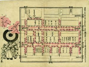 大坂新町において桜花競之図（仮題）／無款