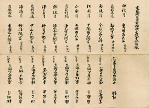 定家卿二十首和歌色紙／鷹司兼煕・伏宮邦永親王・今出川伊季他筆　外題伝中院通茂筆