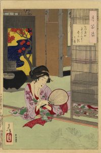 名月や畳の上に松の影　其角／芳年
