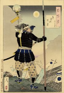 鳶巣山暁月　戸田半平重之／芳年