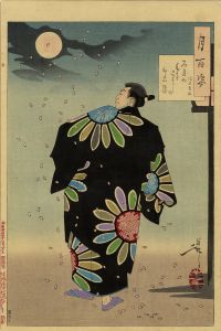 名月や来てみよがしのひたい際　深見自休／芳年