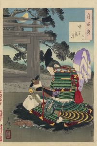 竹生島月　経正／芳年