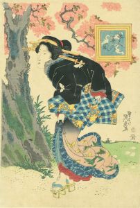 美人春の風／英泉