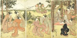美人と牛若丸/豊国 (国満合作)