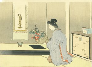 鈴木華邨木版口絵「灌仏」／鈴木華邨