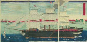 亜墨利加蒸気船 長四十間巾六間／芳員