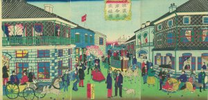 横浜海岸各国商館図／三代広重画